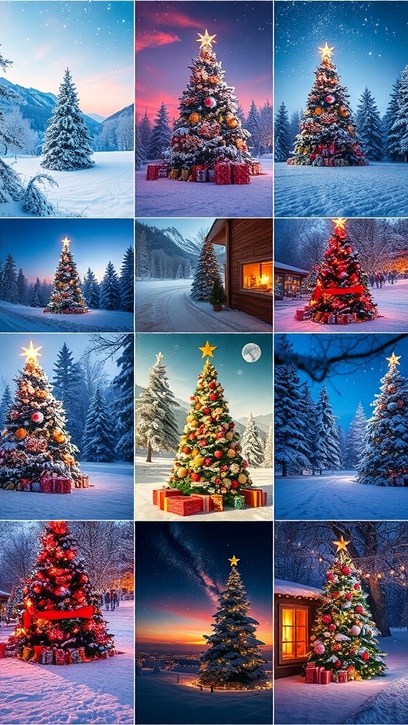 A selection of HD Christmas wallpapers showcasing festive themes and vibrant colors.